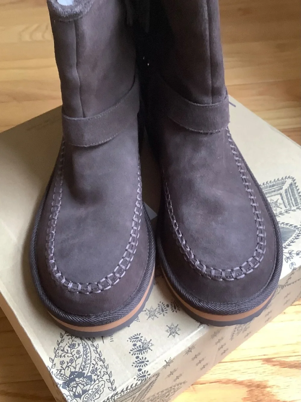 Free People Faye Fringe Suede And Faux Fur Boot Chocolate Brown SZ 9.5